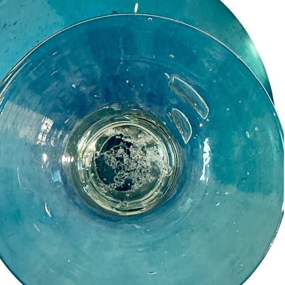 Crate and Barrel Calypso Aqua Handblown Seeded Martini Dessert Glasses-Set of 4 - Picture 8 of 9